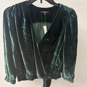 Madewell Green Velvet Wrap Top